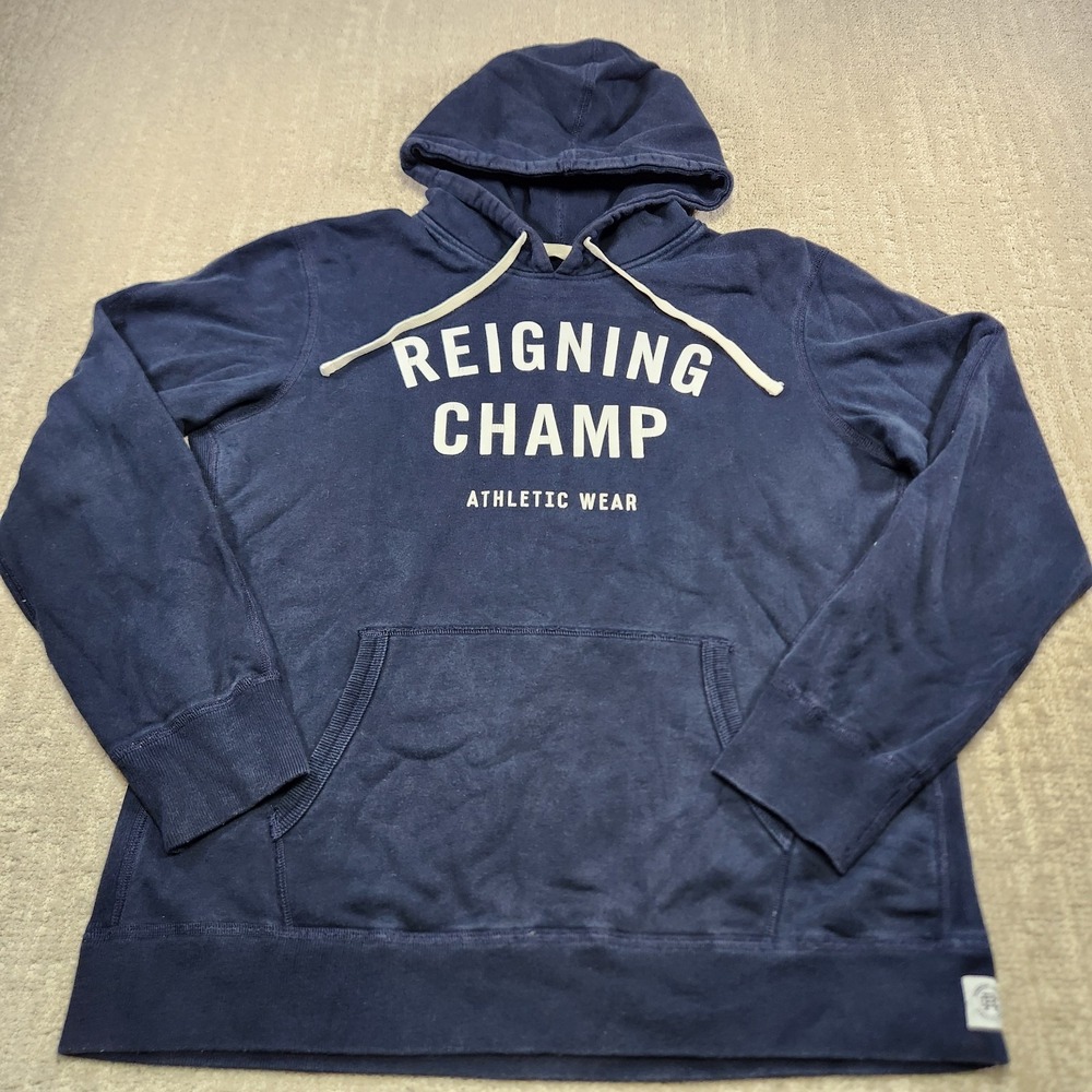 Reigning Champ Hoodie Men Large Midweight Gym Logo Pullover Cotton Training